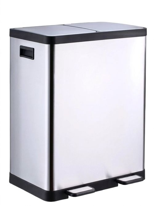 Chrome Recycling Bin 60L