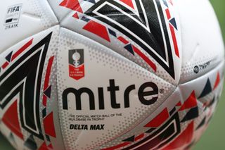 Amazon Prime Day deal: A detailed view of the Mitre official match ball during the Buildbase FA Trophy Final between Bromley and Wrexham at Wembley Stadium on May 22, 2022 in London, England.