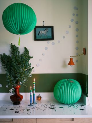 Christmas kitchen countertops by Farrow & Ball