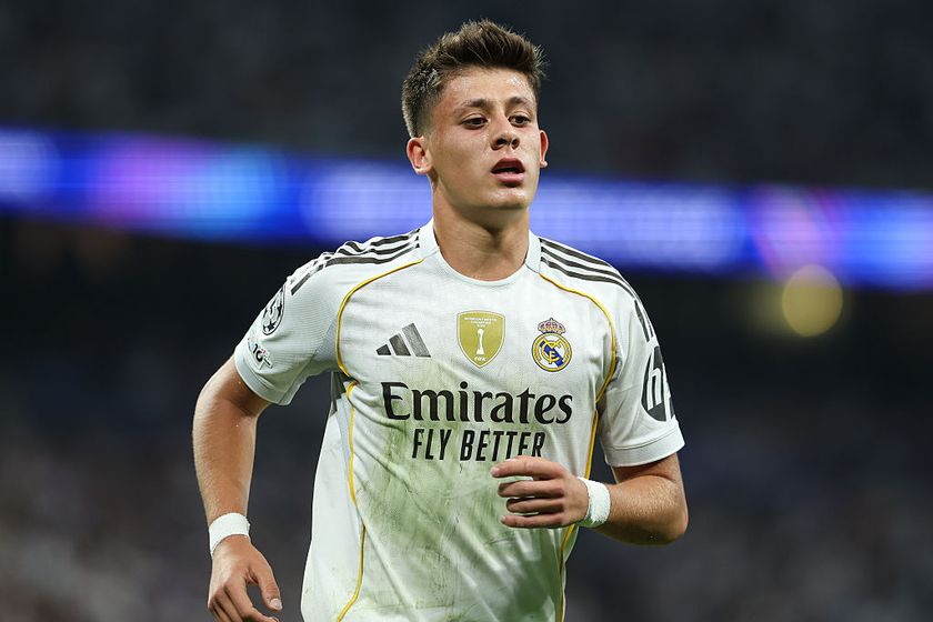 Arsenal target Arda Guler of Real Madrid CF looks on during the UEFA Champions League 2025/26 League Phase MD1 match between Real Madrid C.F. and Olympique de Marseille at Estadio Santiago Bernabeu on September 16, 2025 in Madrid, Spain. 
