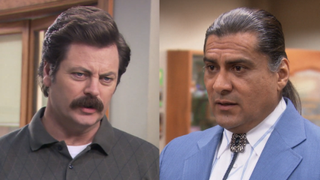 Side by side: Ron Swanson and Ken Hotate in Parks and Recreation Season 5
