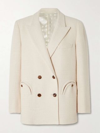 Missy Everynight Double-Breasted Cotton-Blend Tweed Blazer