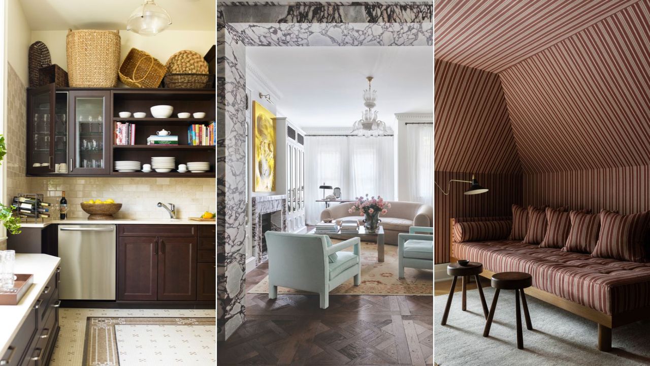 trio of interiors images showing interior design trends for 2025