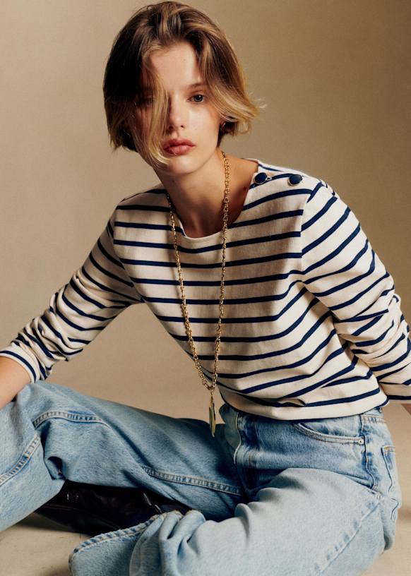 Colette Marini&amp;egrave;re - Ecru / Navy - Organic Cotton - Organic Textile - S&amp;eacute;zane