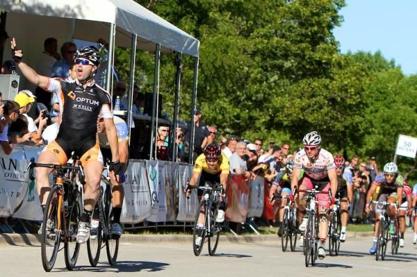 Ken Hanson wins the sprint in stage three