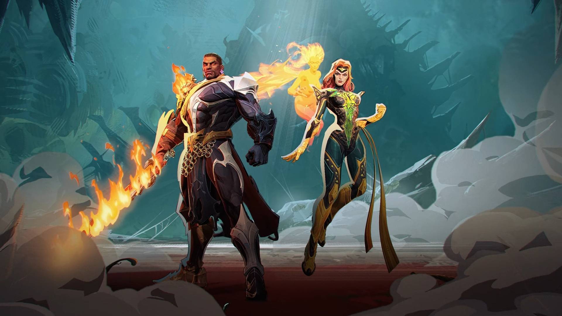 Marvel Rivals Season 3 Blade and Jean Grey with Phoenix standing side by side in Knull's domain