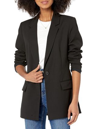 The Drop Women's Blake Long Blazer, Black, Xx-Small