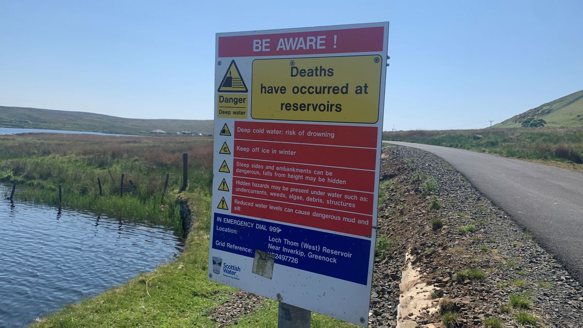 Danger sign at a reservoir