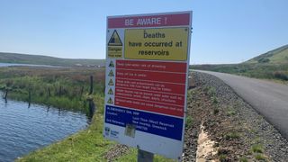 Danger sign at a reservoir