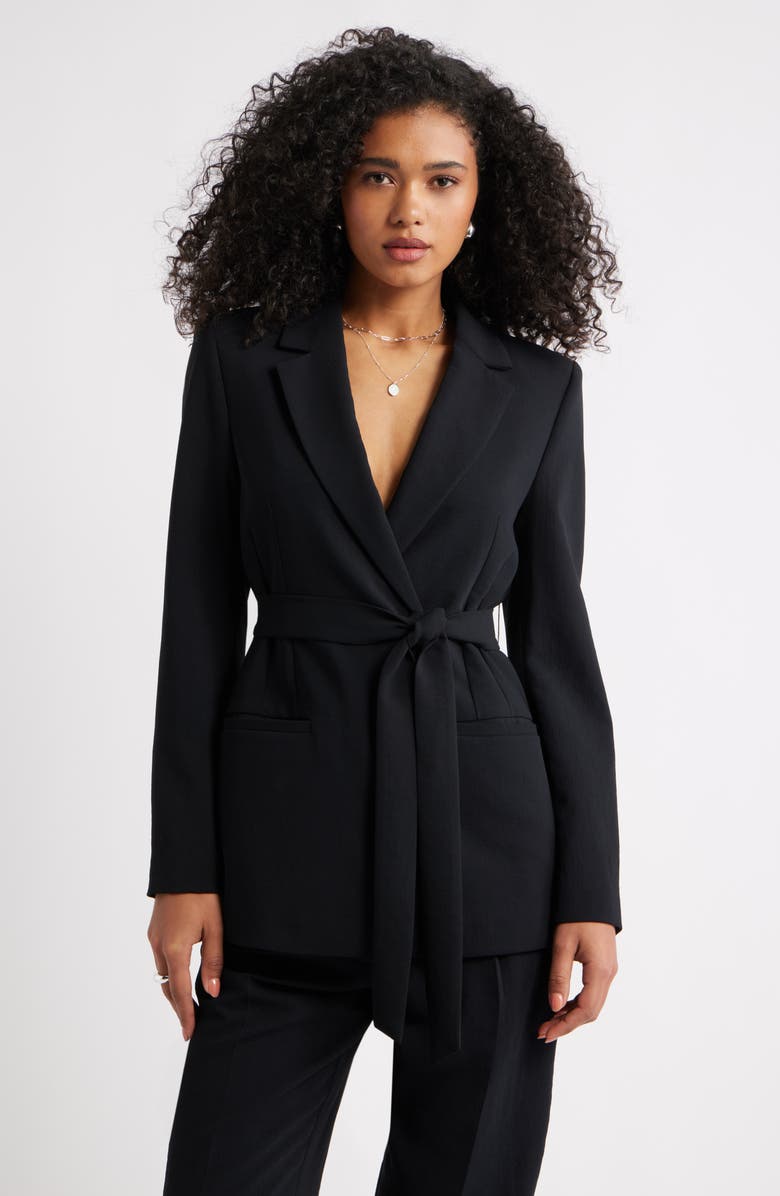 Tie Waist Crepe Blazer