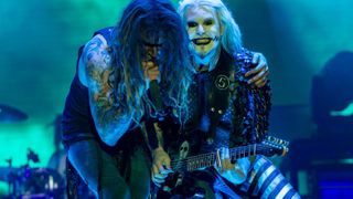 Rob Zombie and John 5 performing in 2019