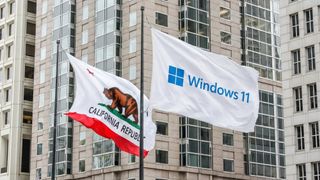 Windows 11 and California Republic Flags.