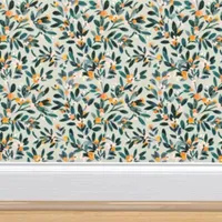 Clementine Sprigs Silver Sage&nbsp;Wallpaper – $78.20 (from $92.00) at Spoonflower
I