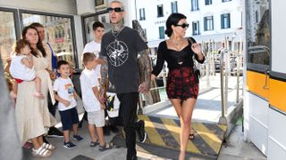 venice, italy august 29 kourtney kardashian and travis barker are seen on august 29, 2021 in venice, italy photo by photopixgc images