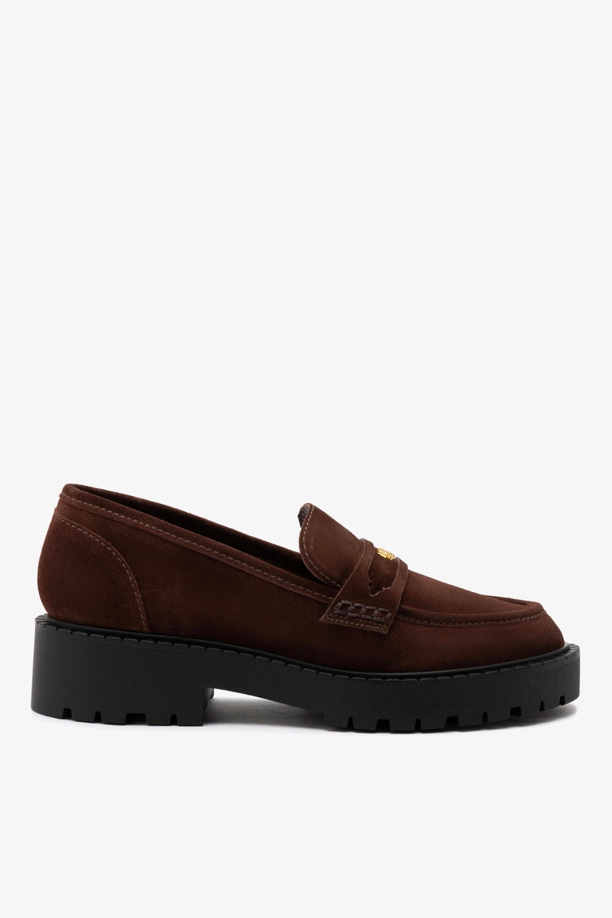 Larroud&amp;eacute;, Suki Lugsole Loafer in Brown Suede