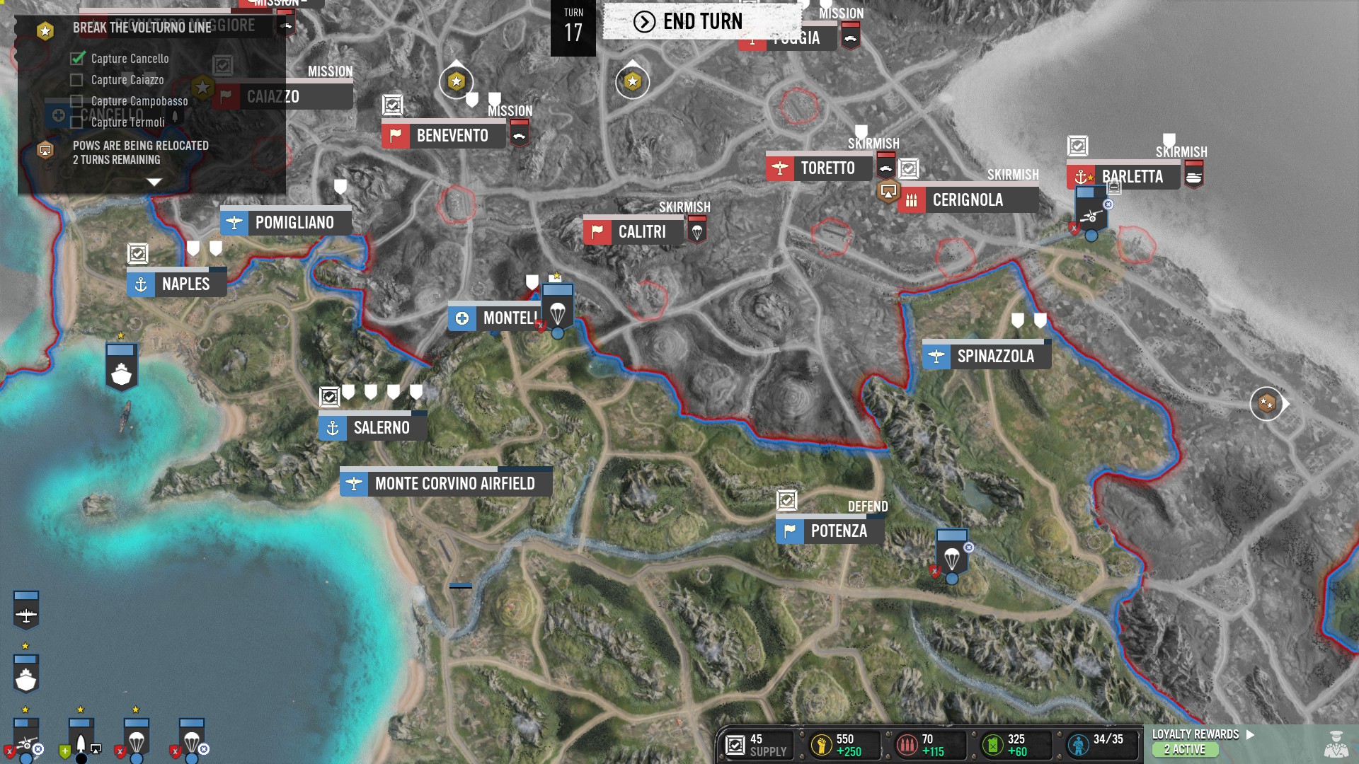 The Italian campaign map