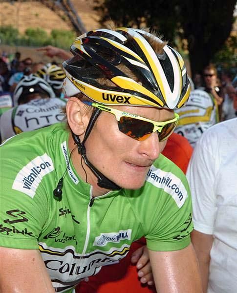 Germany's Andr&eacute; Greipel (Columbia-HTC) keeps his green jersey after the stage win.