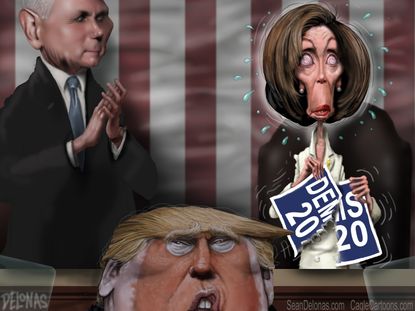 Political Cartoon U.S. Pelosi speech tear