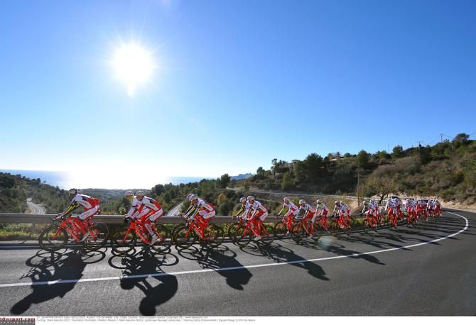 Team Katusha train in Spain.