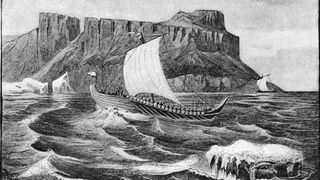 Viking ships at the West Coast of Greenland, circa 1000