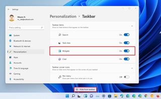 Disable Widgets button from Taskbar