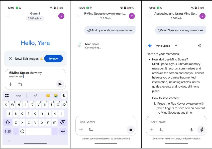 The OnePlus Mind Space app can now merge with the Gemini app as an "extension," meaning users can ask Google's AI to dive into their stored content for personalized assistance.