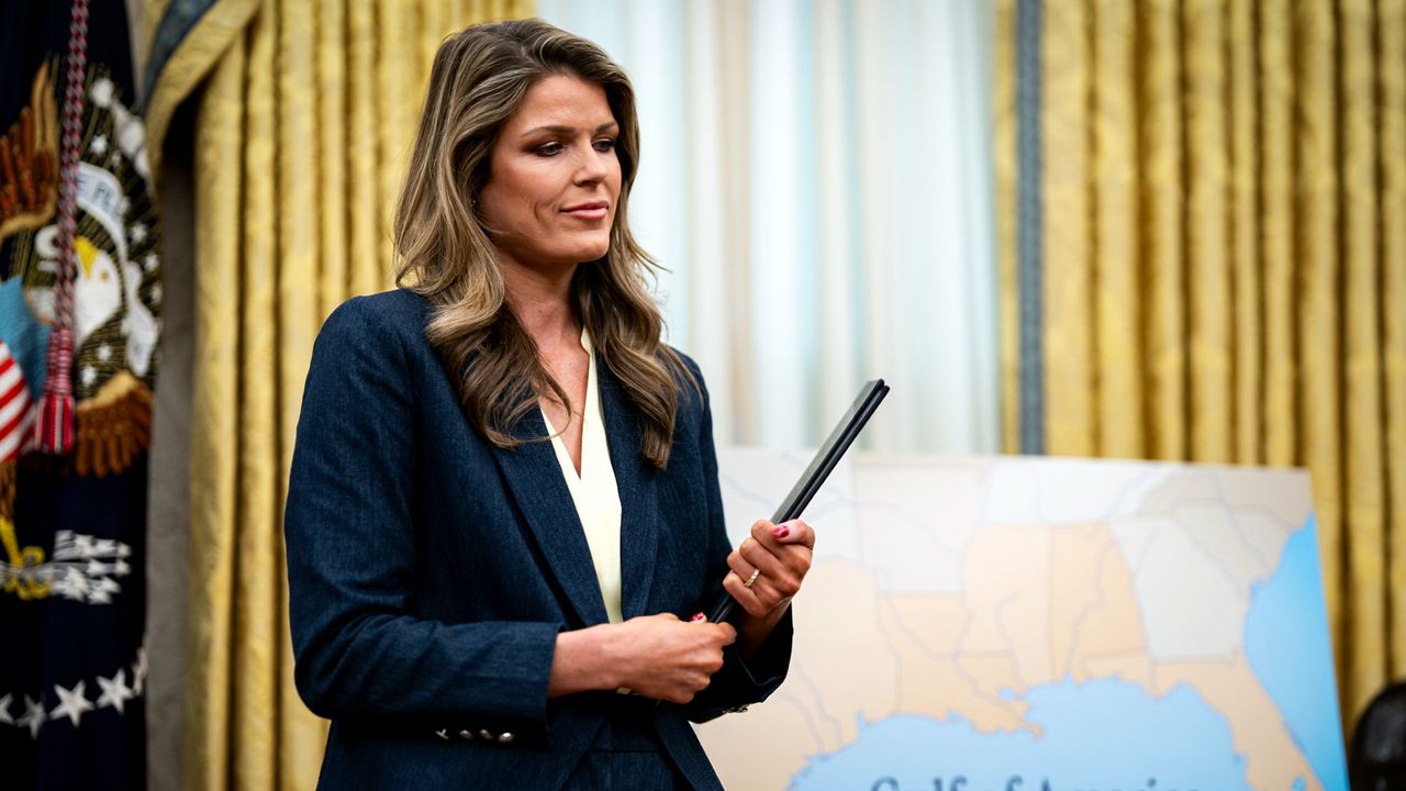 Former acting U.S. Attorney Lindsey Halligan in the Oval Office