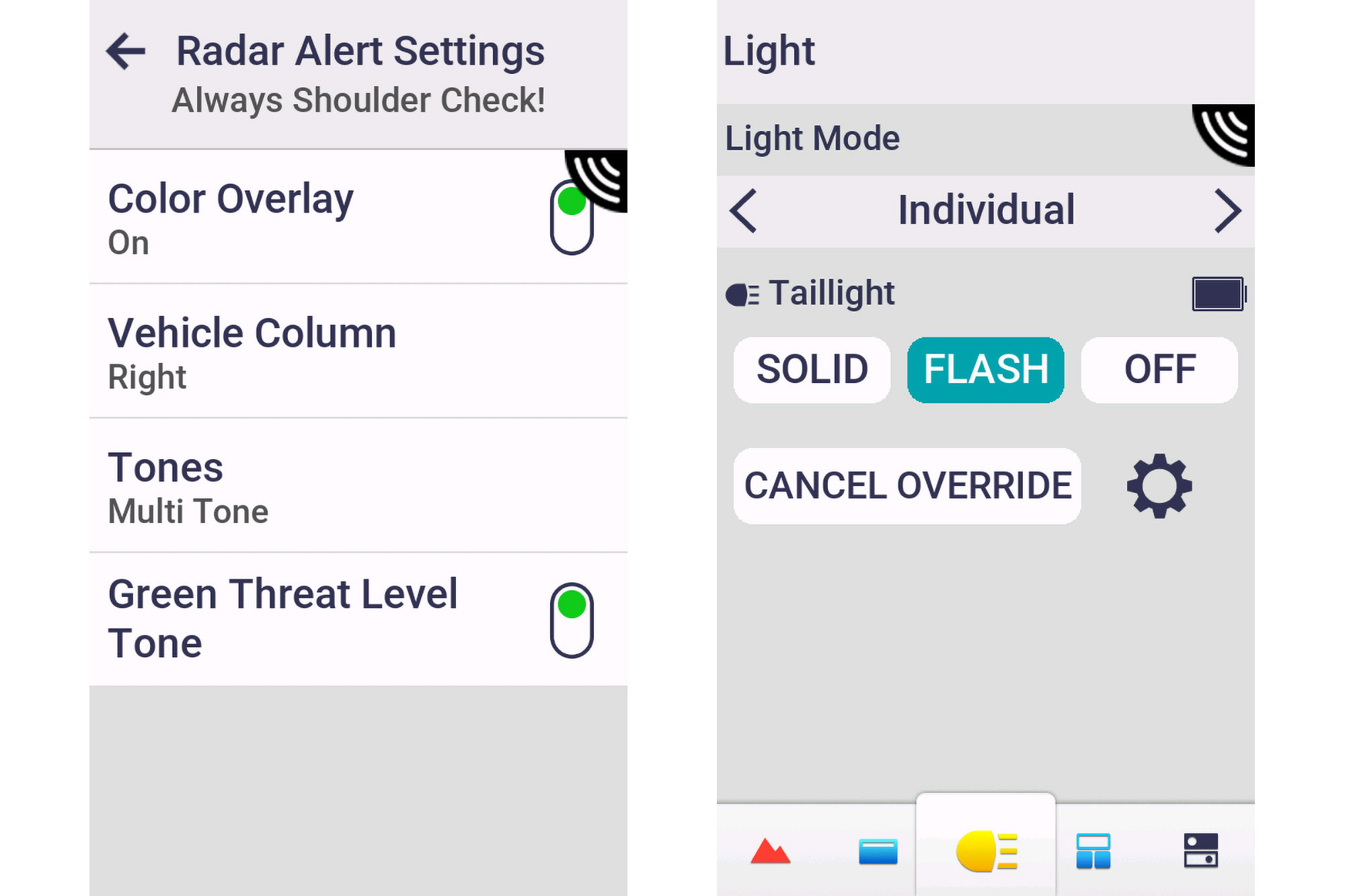 Magicshine Seemee R300 settings displayed on Garmin Edge 1050.
