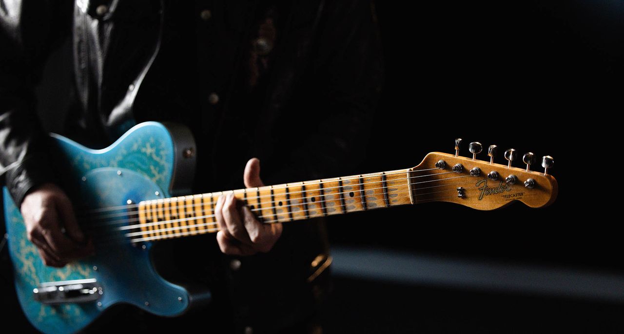 Fender Limited Edition Brad Paisley 1967 'Lost Paisley' Telecaster &ndash; the new Custom Shop signature collab features a finish from a Blue Paisley Cling-Foil sheet