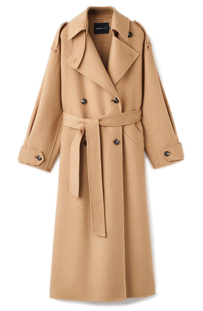 Selection Double-Breasted Wool Blend Trench Coat