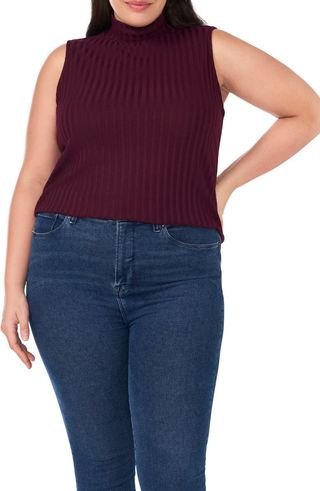 Rib Mock Neck Sleeveless Top