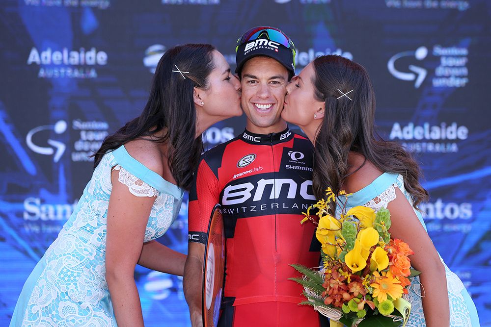 Richie Porte gets the podium kisses