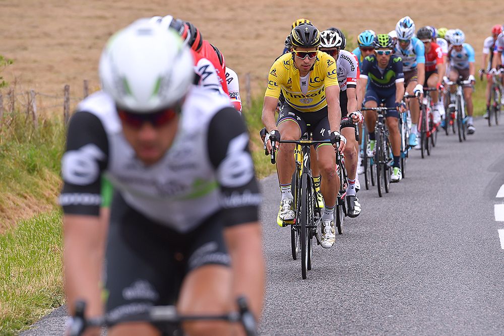 Yellow jersey Peter Sagan (Tinkoff) in the field