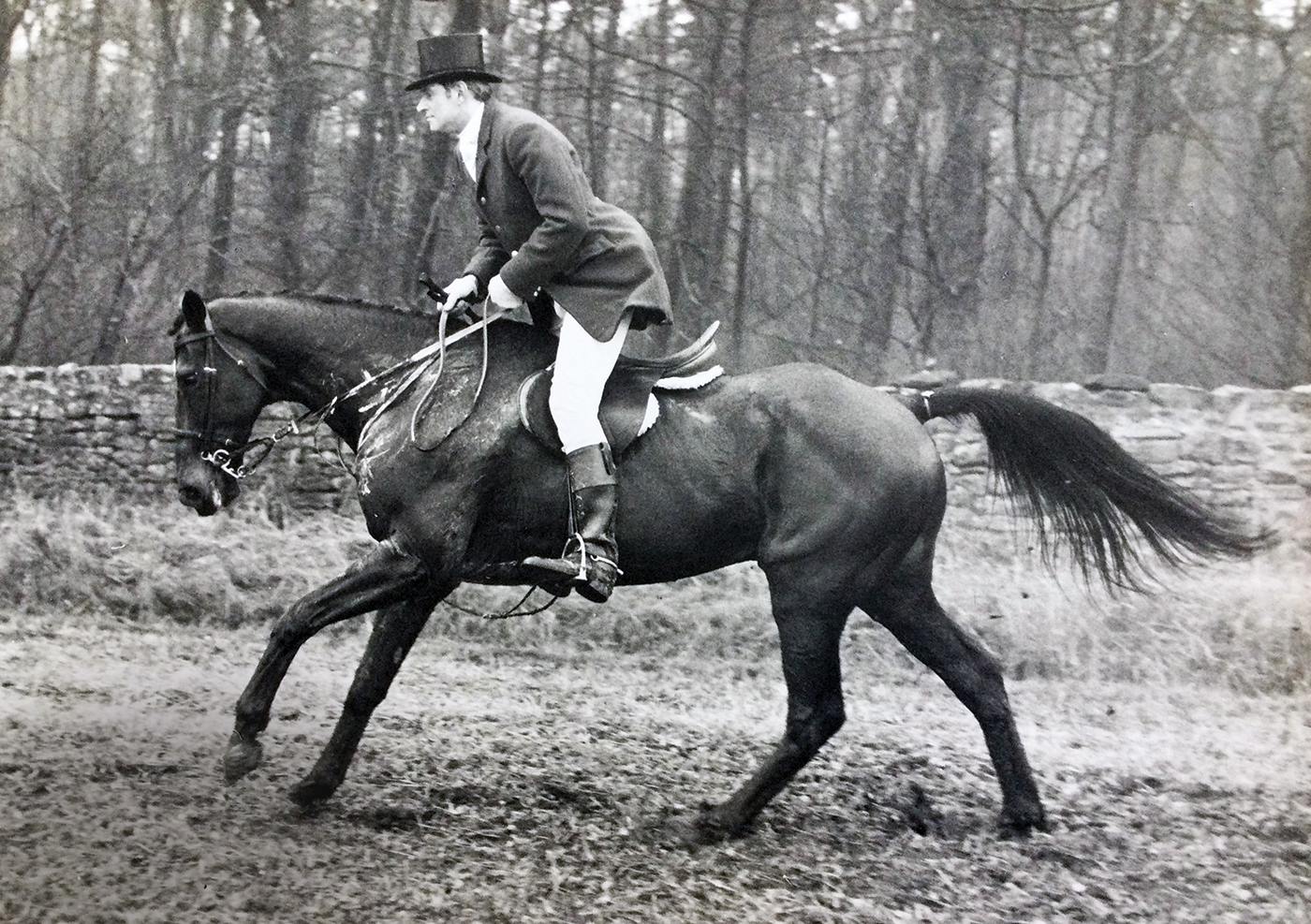 Michael Clayton out hunting on Grand National winner Crisp
