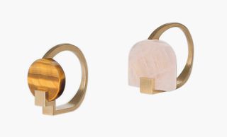 ’Tiger’s Eye’ and ’Pink Quartz’ rings from Vidal’s S/S 2017 collection