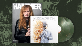Megadeth on the cover of Metal Hammer, with a copy of the band&rsquo;s self-titled album