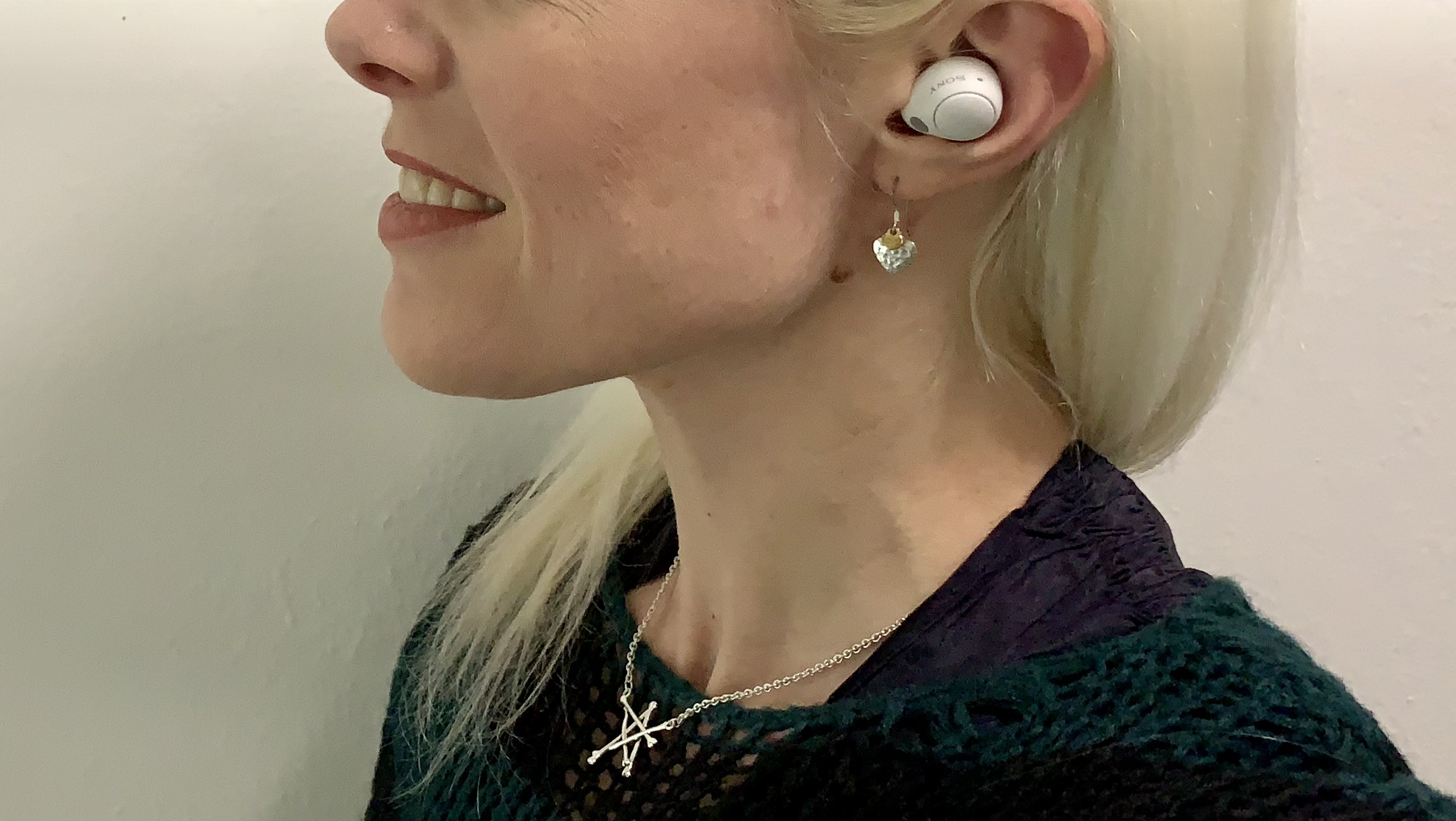 Sony WF-C700N earbuds worn by Becky Scarrott