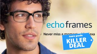 A photo of a person wearing the Echo Frames smart glasses.