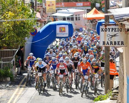 The start of the elite men's race at the opening round of the Cyprus Sunshine Cup.