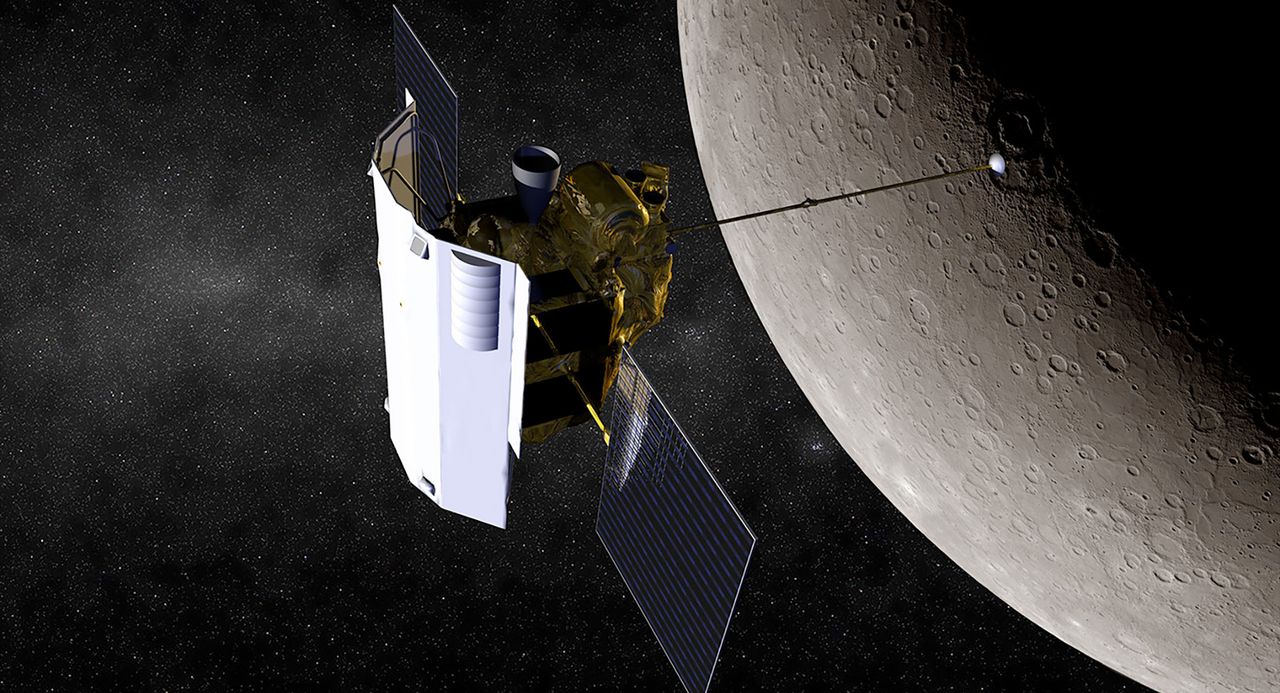 Artist&rsquo;s impression of MESSENGER at Mercury.