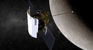 Artist’s impression of MESSENGER at Mercury.