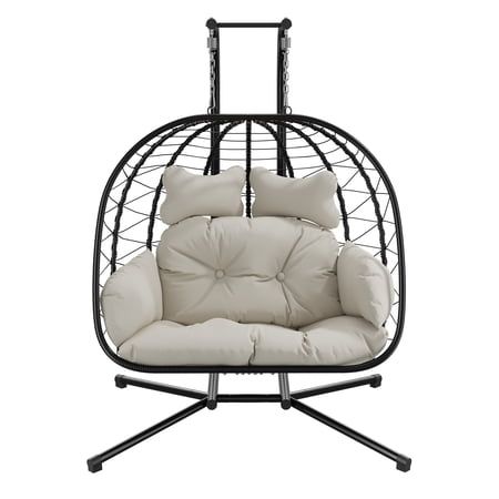Double Wicker Swing Egg Chair