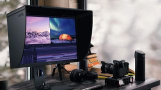 BenQ SW321C PhotoVue, one of the best monitors for photo editing, on a desk