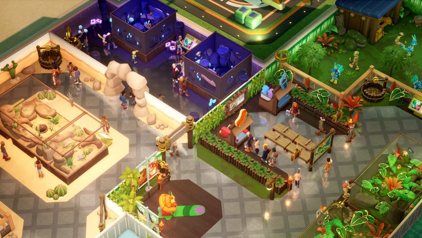 Aerial view of new exhibits in Two Point Museum&#039;s Zooseum DLC