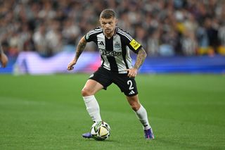 NOTTINGHAM, ENGLAND - AUGUST 28: Kieran Trippier of Newcastle in action during the Carabao Cup Second Round match between Nottingham Forest and Newcastle United at City Ground on August 28, 2024 in Nottingham, England. (Photo by Michael Regan/Getty Images)