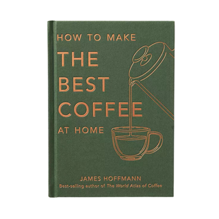 A green hard cover book about how to make the best coffee