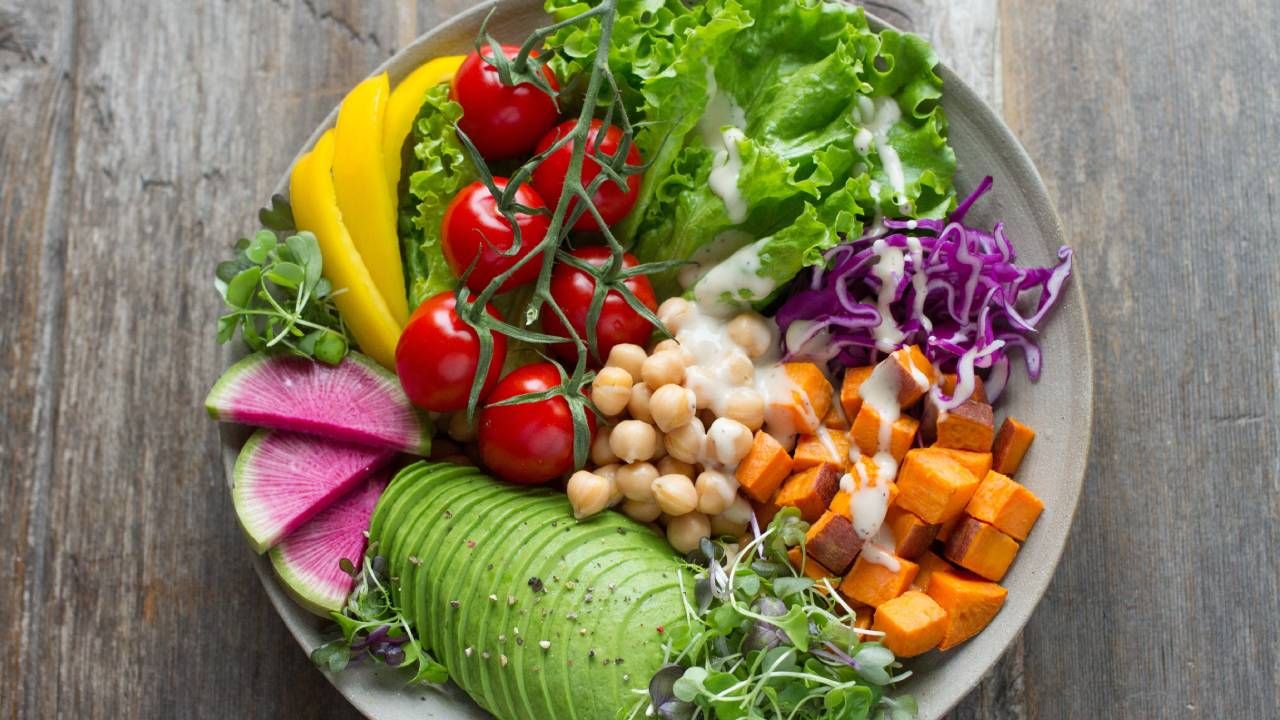 A colourful bowl of vegetables for Veganuary