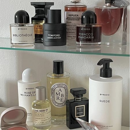 Perfume bottles on shelf