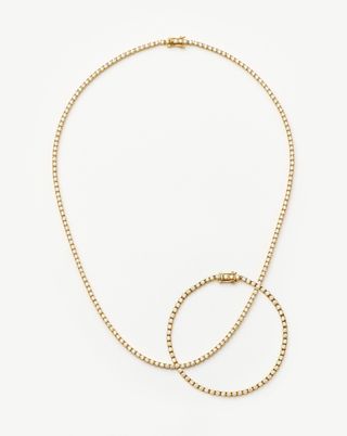 Classic Tennis Necklace & Bracelet Set | 18ct Gold Vermeil Cubic Zirconia