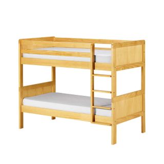 Natural wooden Bunk Bed with ladder and 2 mattresses